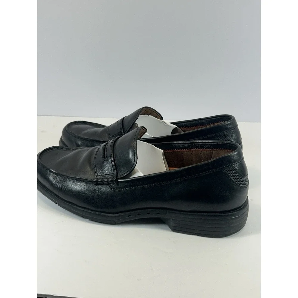 Clarks Unstructured 71740 Men Black Leather Penny Loafer Shoe SZ 10M Pre Owned